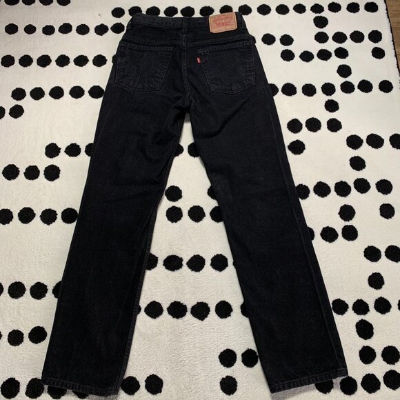 Vintage 90s Y2K Levi's Slim Fit Faded Washed Black Denim Straight Leg Jeans - Picture 1 of 12